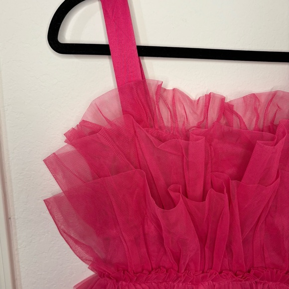 Storia Pink Tulle Ruffle Mini Dress - Picture 2 of 13